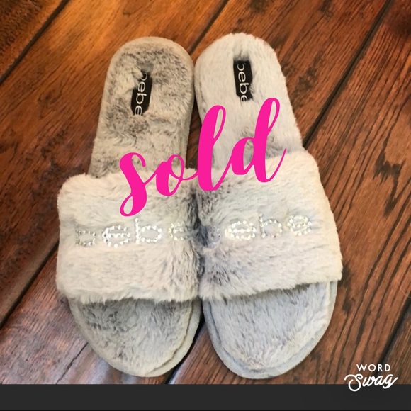 bebe Shoes - NWOT faux fur Bebe slide slippers